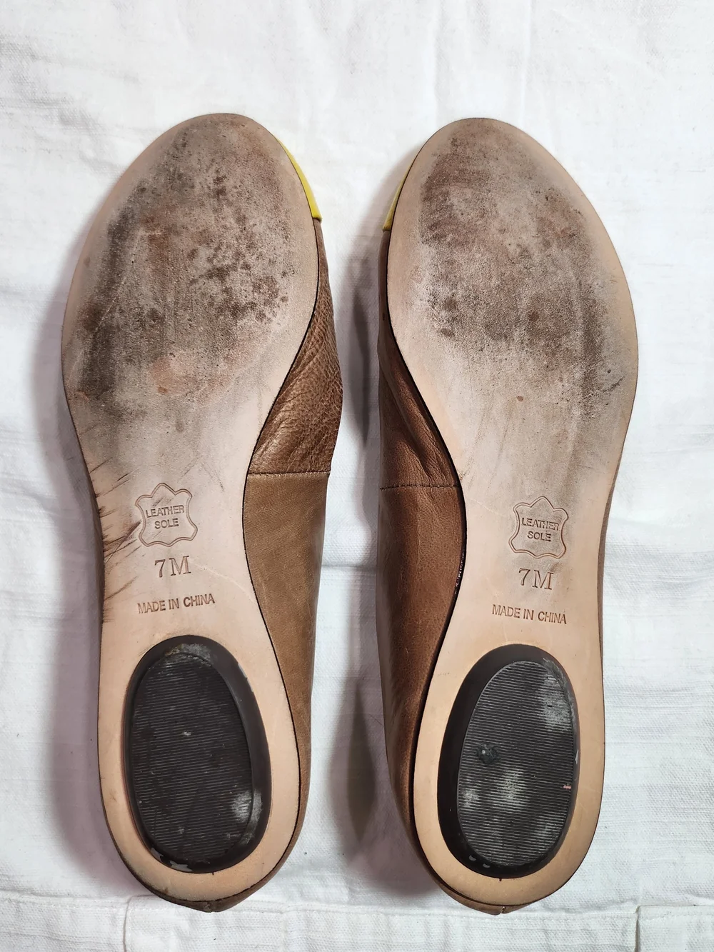 Pilcro and the Letterpress Tan Yellow Leather Cap Toe Ballet Flats Size 7M